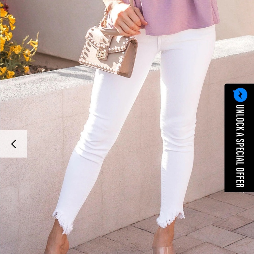 Kancan White Frayed Hem Women Jeans